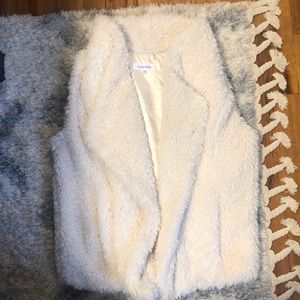 Calvin Klein Faux Fur Cream Vest